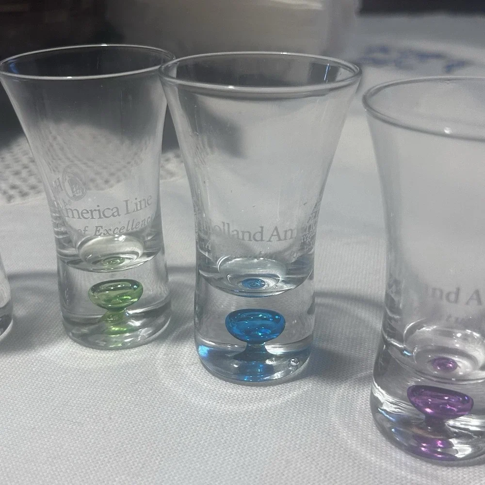 Vintage Holland America Line Shot/Shooter Rainbow Color Bubble Glasses Set Of 6